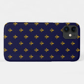 Coques Case-Mate iPhone Golden Fleur de Lis sur Navy Blue (Dos (Horizontal))