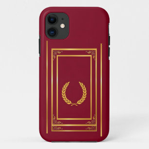 Case-Mate iPhone Case Golden Laurel dans cadre rectangulaire sur Brown