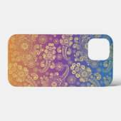 Coques Case-Mate iPhone Golden Luxury Paisley on Blue, Purple et Orange (Verso (horizontal))