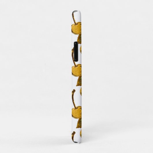 Coques Case-Mate iPhone Golden Metallic Cherries Pattern (Dos/Droite)