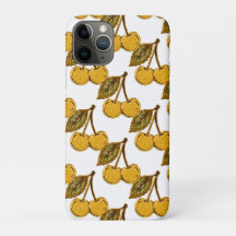Golden Metallic Cherries Pattern