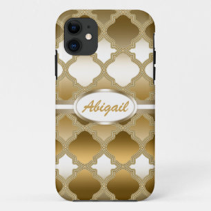 Coque Case-Mate Pour iPhone Golden Quatrefoil Marocain Motif de treillis