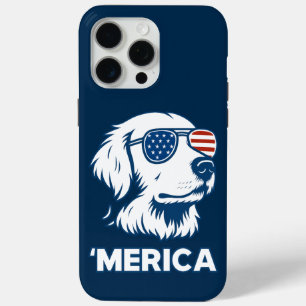 Coque iPhone 15 Pro Max Golden Retriever 4 juillet Merica