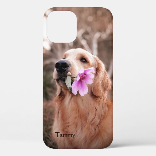 Coques Case-Mate iPhone Golden Retriever avec Flower Personnalisé (Verso)