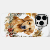 Coques Case-Mate iPhone Golden Retriever Christmas Wreath Festive Pup (Verso (horizontal))