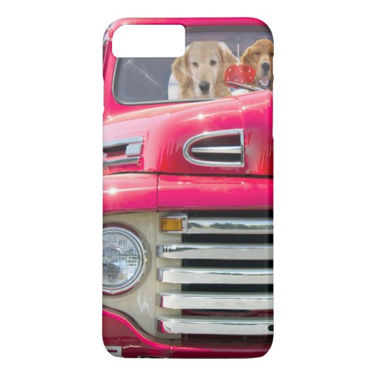 Coques Case-Mate iPhone golden retriever dans camion rétro rouge (Dos)