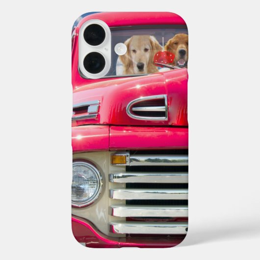 Coques Case-Mate iPhone golden retriever dans camion rétro rouge (Verso)