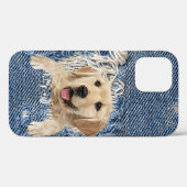Coques Case-Mate iPhone Golden Retriever dans Denim Hole (Verso (horizontal))