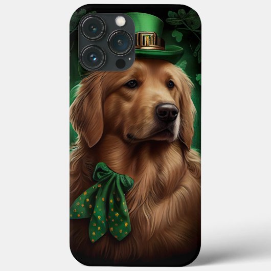 Coques Case-Mate iPhone Golden Retriever Dog in St. Patrick's Day (Verso)
