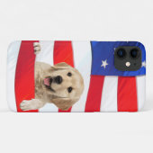 Coques Case-Mate iPhone golden retriever sur drapeau américain (Dos (Horizontal))