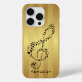 Coques Case-Mate iPhone Golden Stripes Black Treble Clef Notes musicales (Verso)
