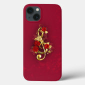 Coques Case-Mate iPhone Golden Treble Clef avec fleurs Roses (Verso)