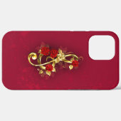 Coques Case-Mate iPhone Golden Treble Clef avec fleurs Roses (Verso (horizontal))