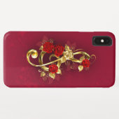 Coques Case-Mate iPhone Golden Treble Clef avec fleurs Roses (Dos (Horizontal))