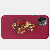 Coques Case-Mate iPhone Golden Treble Clef avec fleurs Roses (Dos (Horizontal))