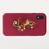 Coques Case-Mate iPhone Golden Treble Clef avec fleurs Roses (Dos (Horizontal))