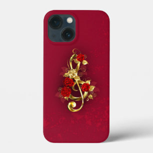 Case-Mate iPhone Case Golden Treble Clef avec fleurs Roses