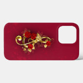 Coques Case-Mate iPhone Golden Treble Clef avec fleurs Roses (Verso (horizontal))
