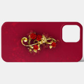 Coques Case-Mate iPhone Golden Treble Clef avec fleurs Roses (Verso (horizontal))