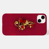 Coques Case-Mate iPhone Golden Treble Clef avec fleurs Roses (Verso (horizontal))