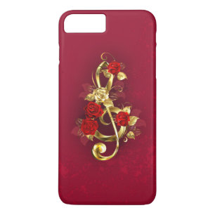 Case-Mate iPhone Case Golden Treble Clef avec fleurs Roses