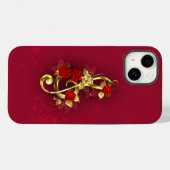 Coques Case-Mate iPhone Golden Treble Clef avec fleurs Roses (Verso (horizontal))