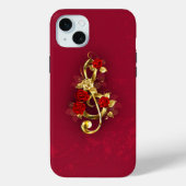 Coques Case-Mate iPhone Golden Treble Clef avec fleurs Roses (Verso)
