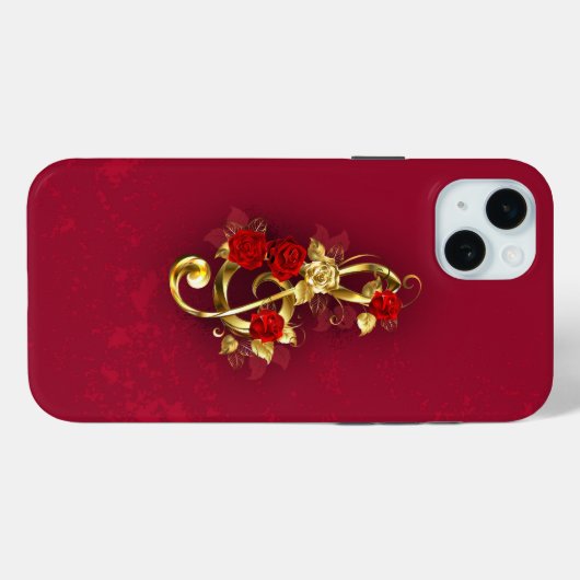 Coques Case-Mate iPhone Golden Treble Clef avec fleurs Roses (Verso (horizontal))