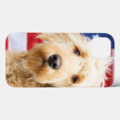 Coques Case-Mate iPhone Goldendoodle avec drapeau américain (Verso (horizontal))