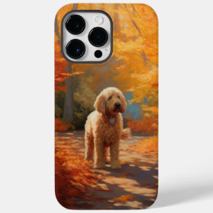 Coque Pour Pour iPhone 14 Pro Max Goldendoodle dans les feuilles d'automne qui tombe