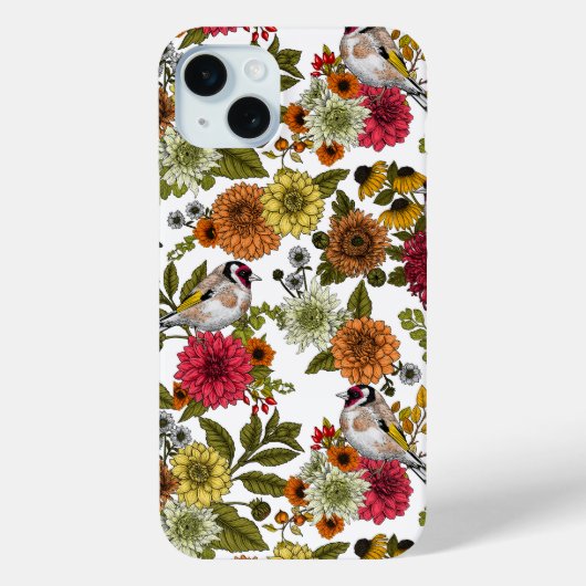 Coques Case-Mate iPhone Goldfinies et fleurs (Verso)