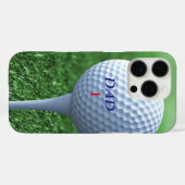 Coques Case-Mate iPhone Golf Ball on Tee Papa Nom Numéro Vert Golfer (Verso (horizontal))