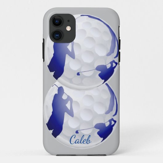 Coques Case-Mate iPhone Golfer Golf Ball avec Man Golfing Nom sur mesure (Dos)