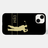 Coques Case-Mate iPhone Golfeur Silhouette Monogram Gold (Verso (horizontal))