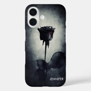 Coques iPhone 16 Goth Black Rose Dripping Blood