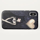 Coques Case-Mate iPhone Goth Chat Girl sous la Lune du Coeur (Dos (Horizontal))