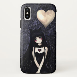 Case-Mate iPhone Case Goth Chat Girl sous la Lune du Coeur