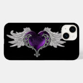 Coques Case-Mate iPhone Goth Coeur pourpre avec Ange Ailes (Verso (horizontal))