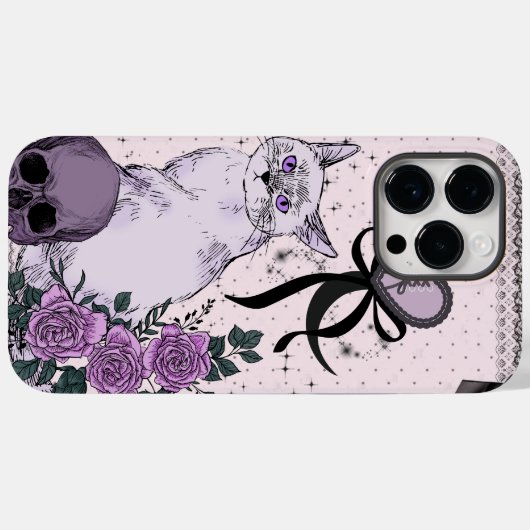 Coques Case-Mate iPhone Goth Coquette Cat Phone Case – Pink & Black  (Verso (horizontal))