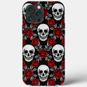 Coques Case-Mate iPhone Goth Crânes Et Roses (Verso)