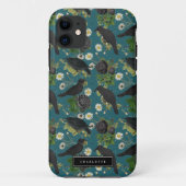 Coques Case-Mate iPhone Goth Crows et Roses noirs Profond Turquoise Motif (Dos)