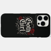 Coques Case-Mate iPhone Goth Girl Rouge Rose Floral Vine Noir gothique (Verso (horizontal))
