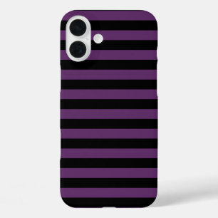 Coques iPhone 16 Plus Goth Stripes noires et violettes