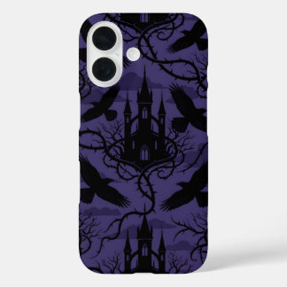 Coques iPhone 16 Gothic Raven & Thorn Castle Pattern Phone Case