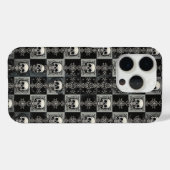 Coques Case-Mate iPhone Gothic Skull & Damask Checkerboard Phone Case  (Verso (horizontal))