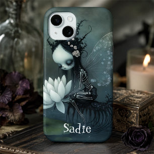 Coque Pour iPhone 15 Gothique Imaginaire foncé Fairy Skeleton Nom perso