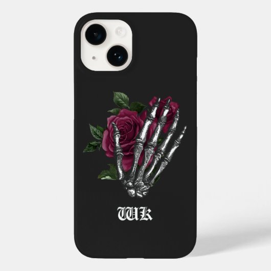Coques Case-Mate iPhone Gothique squelette floral Bourgogne (Verso)