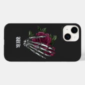 Coques Case-Mate iPhone Gothique squelette floral Bourgogne (Verso (horizontal))