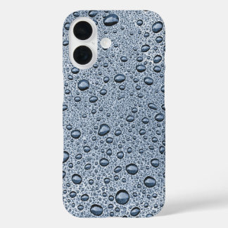Coques iPhone 16 Gouttelettes d'eau grises métallisées