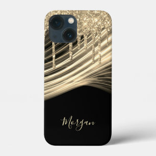 Case-Mate iPhone Case Gouttes de paillettes dorées, rayons lumineux doré